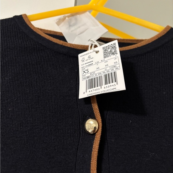 Mango Black Cardigan with Brown Trim. New with tag - Picture 6 of 10